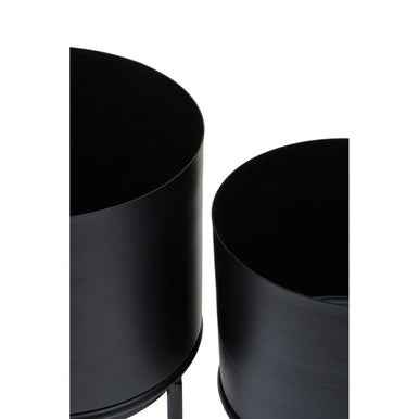 Avento Set Of Three Black Finish Planters