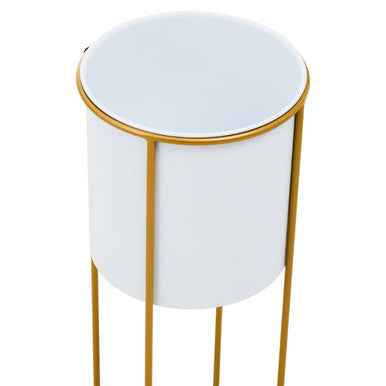 Trosa Large White And Gold Floor Standing Planter