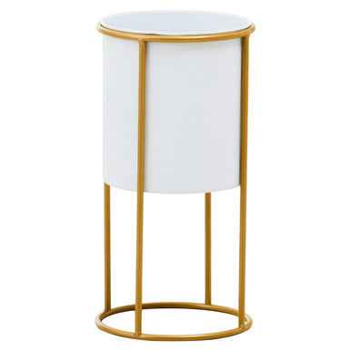 Trosa Small White And Gold Floor Standing Planter