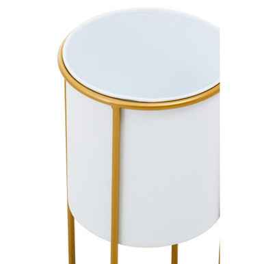 Trosa Small White And Gold Floor Standing Planter