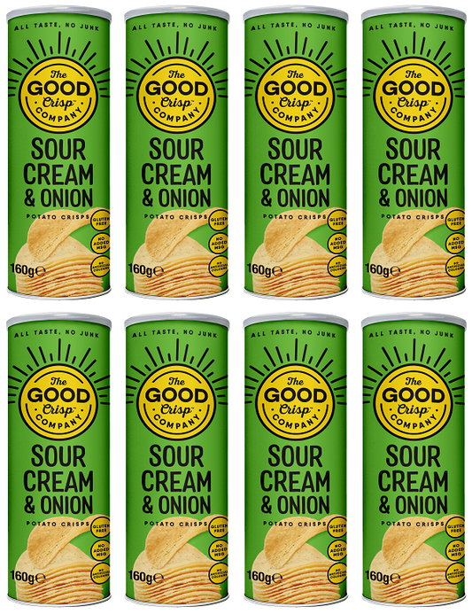 8 x The Good Crisp Company Sour Cream & Onion - 160g