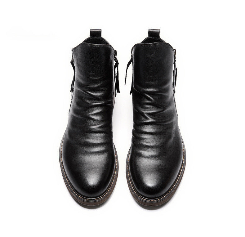 Double side zipper non-slip men's boots