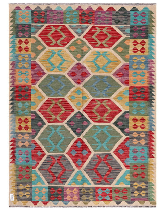 Maimana Afghanistan Kilim Rug - 198 x147 cm