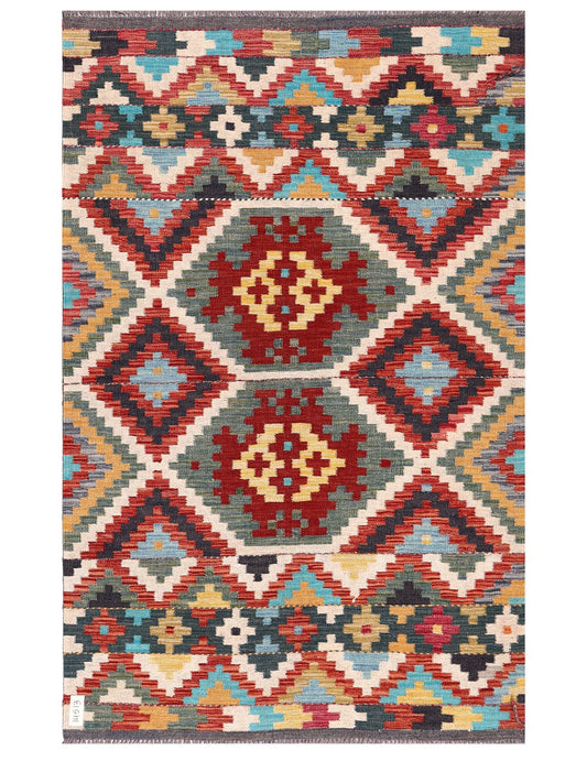 Maimana Afghanistan Kilim Rug - 187 x122 cm