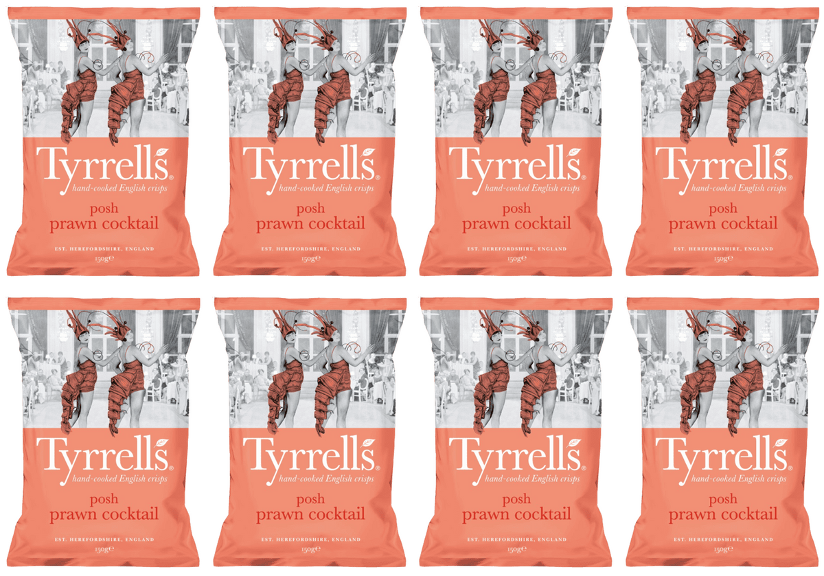 8 x Tyrrells Prawn Cocktail Potato Crisps - 150g