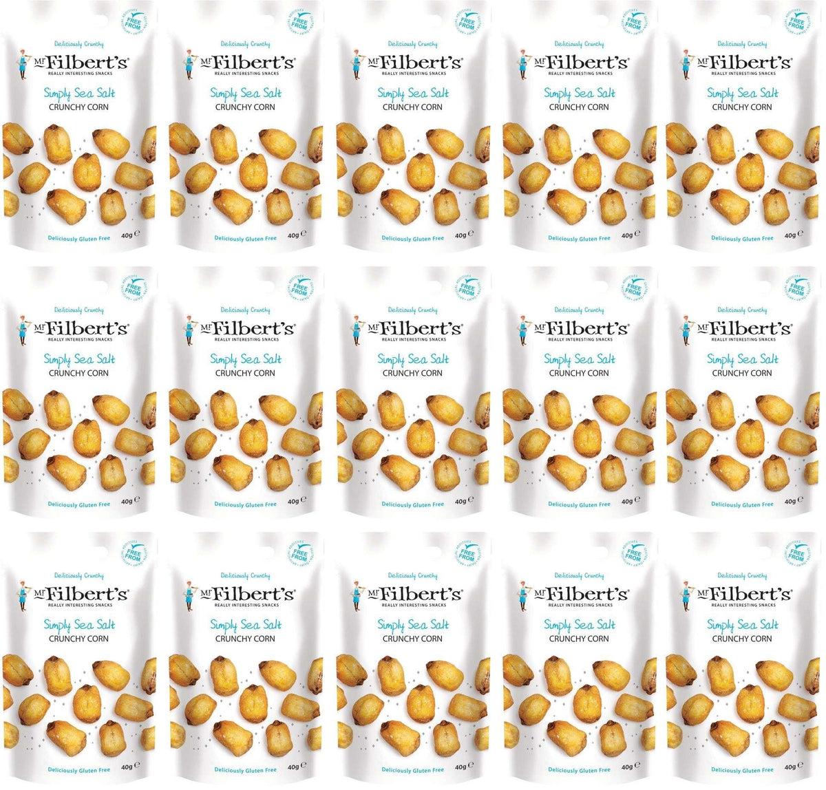 15 x Mr Filberts Crunchy Corn Salted - 40g