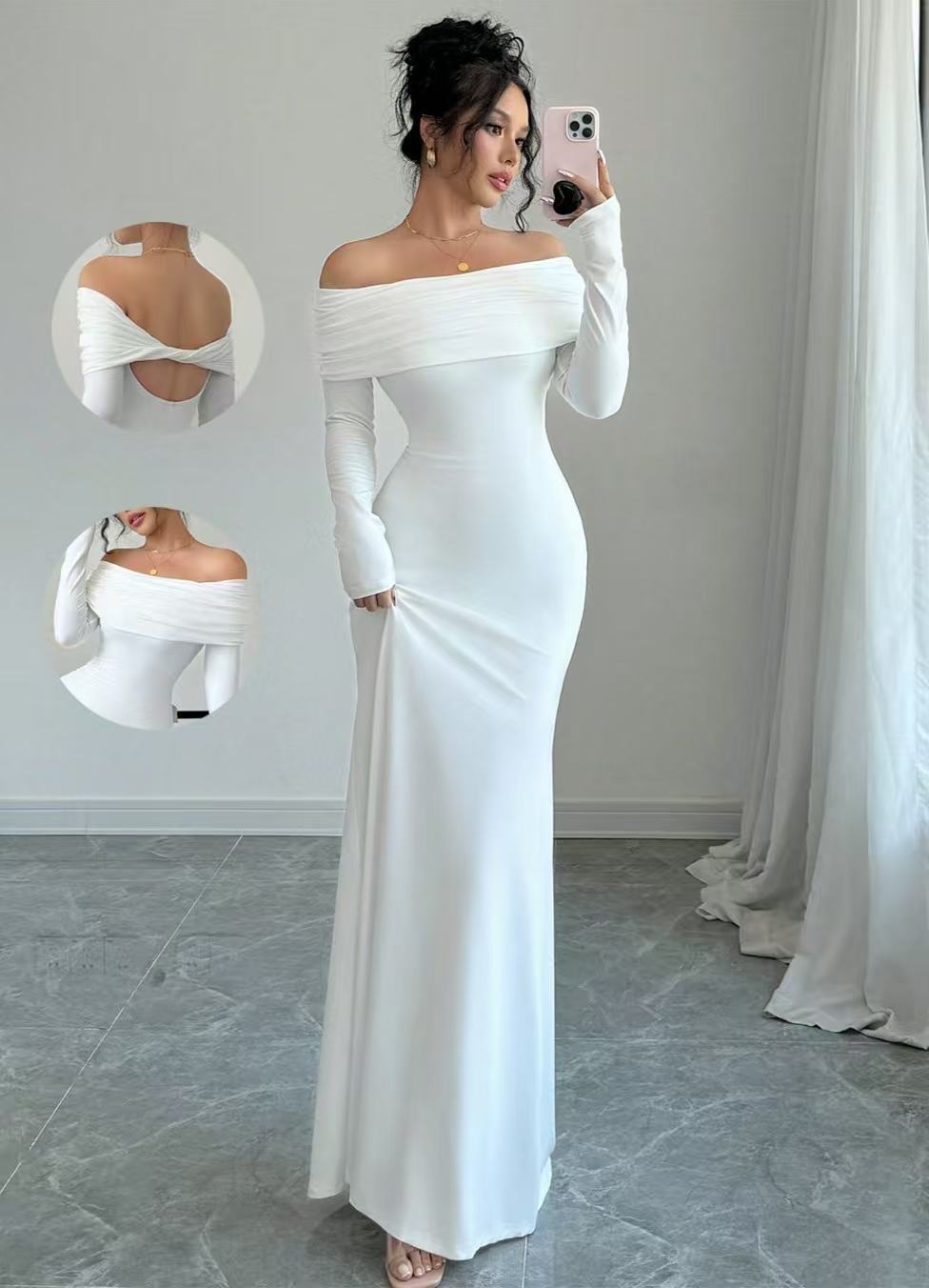 Women's  Off-shoulder Fashion Slim Temperament Sexy Sheath Dress