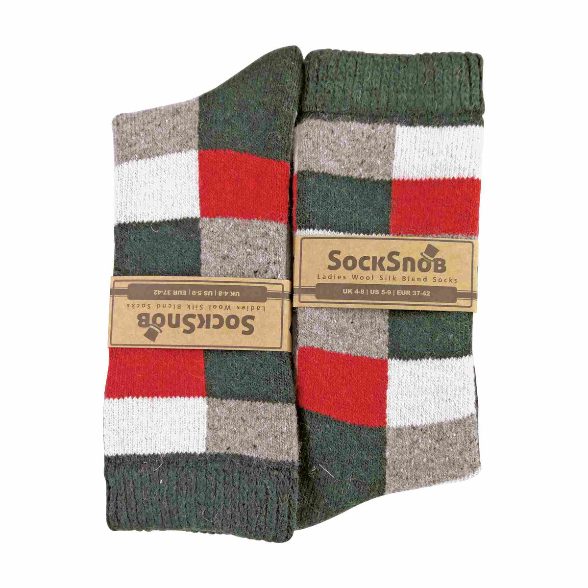 Sock Snob Ladies Merino Wool Silk Blend Checked Socks