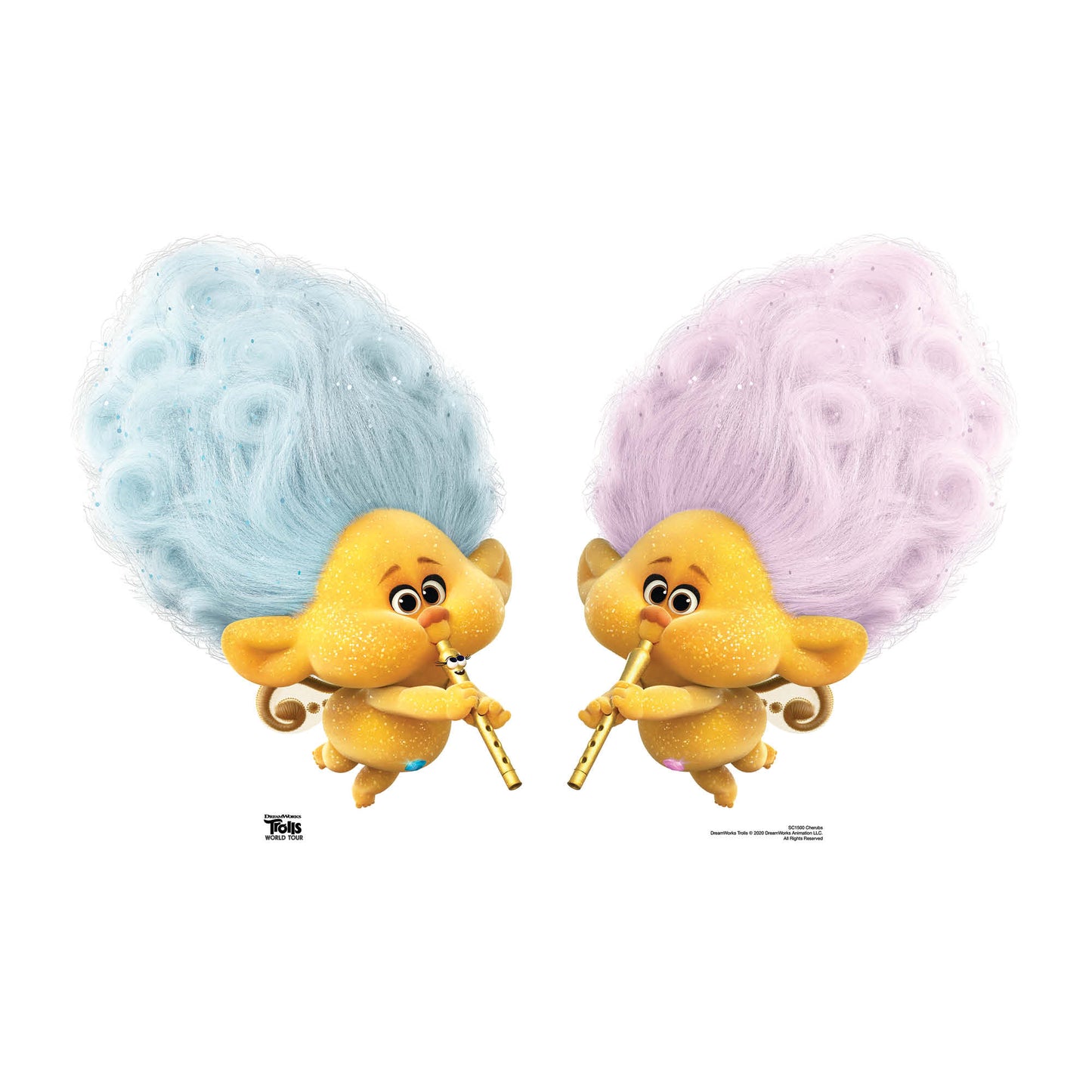 SC1500 Cherub Blue and Pink Trolls World Tour Cardboard Cut Out Height 61cm