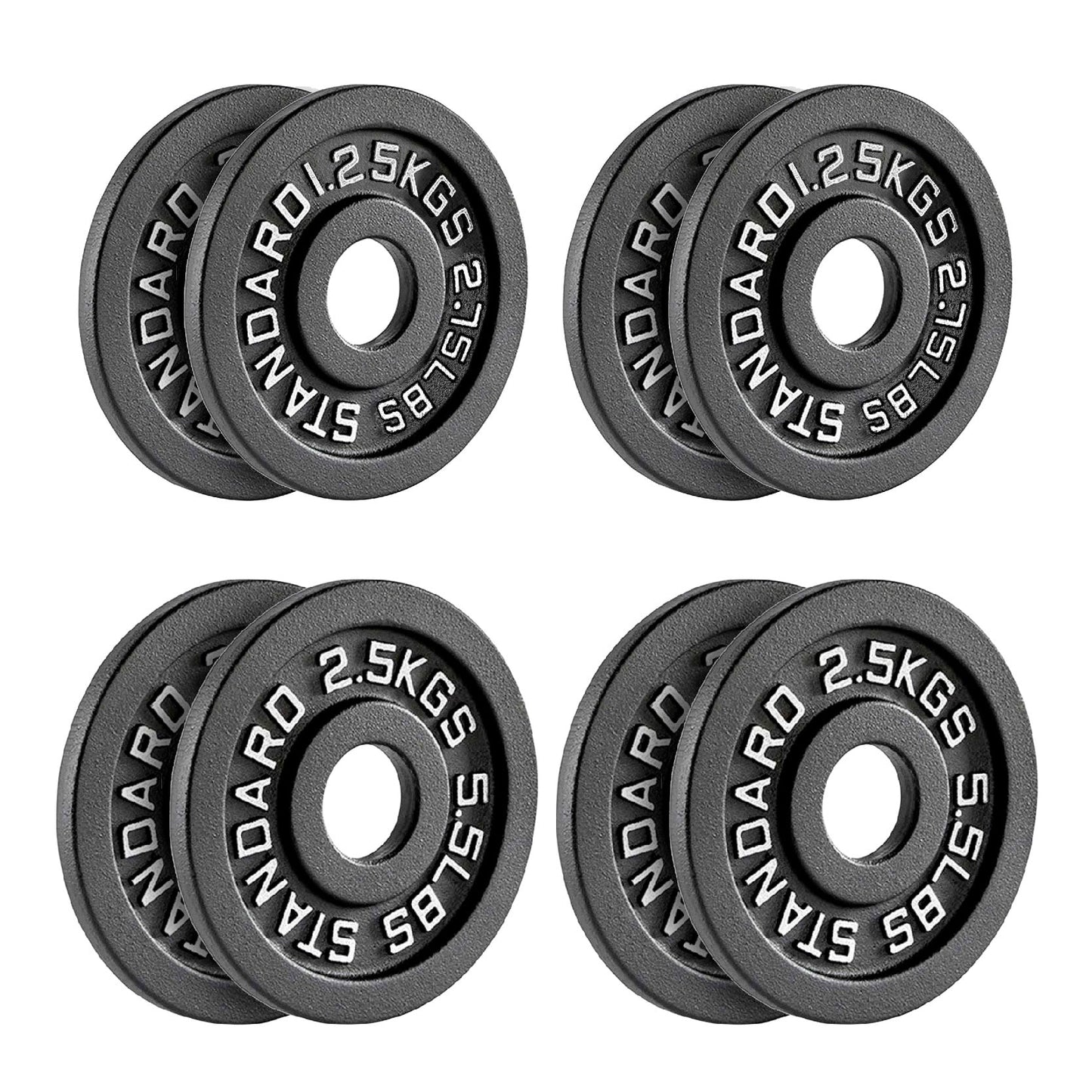 Cast Iron Weight Plates Set and Pair with Olympic Barbell + Clips