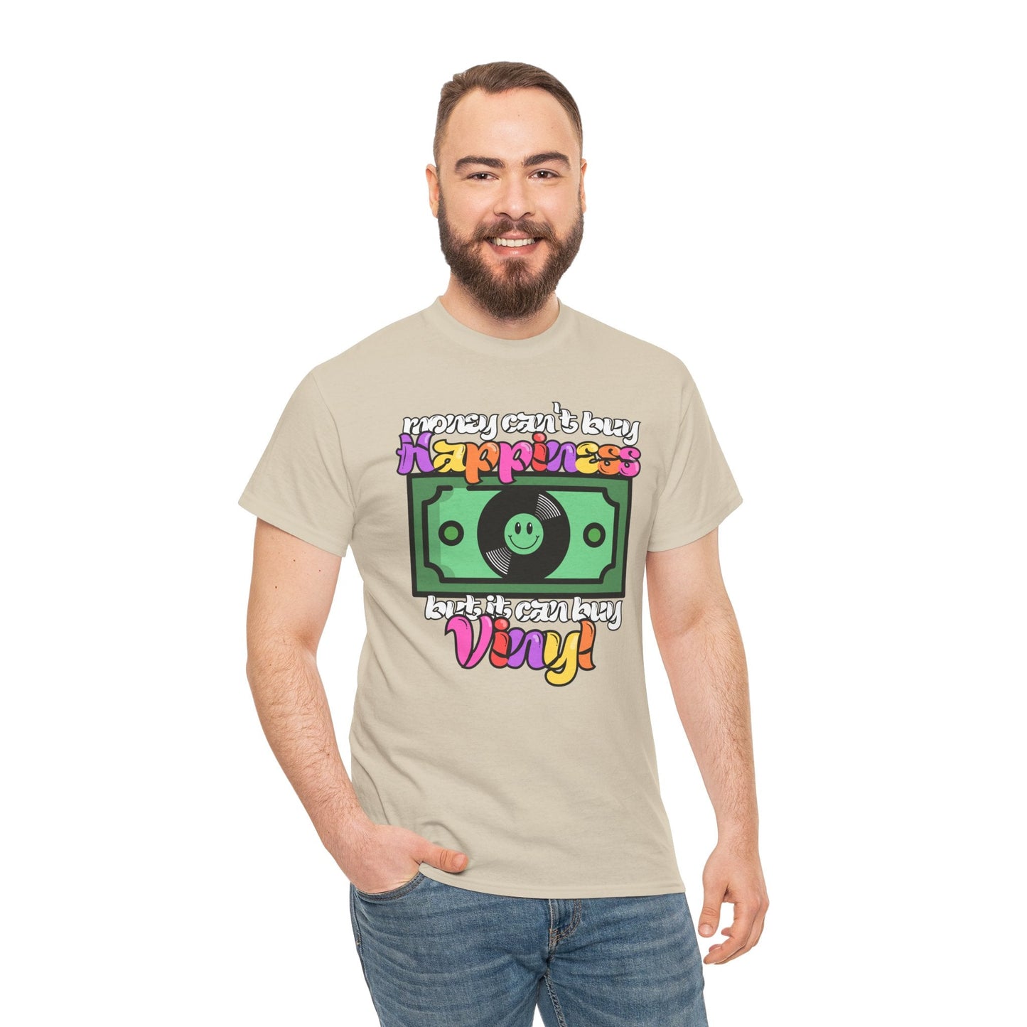 'Money can't buy happiness' Men's Vinyl T-Shirt