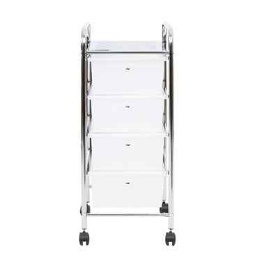 Tube Frame 4 White Plastic Drawers Trolley