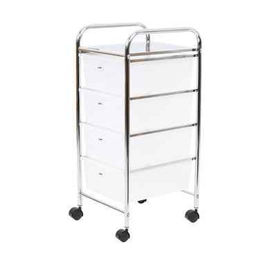 Tube Frame 4 White Plastic Drawers Trolley