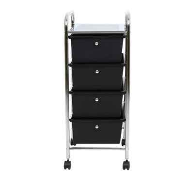 Tube Frame 4 Black Plastic Drawers Trolley