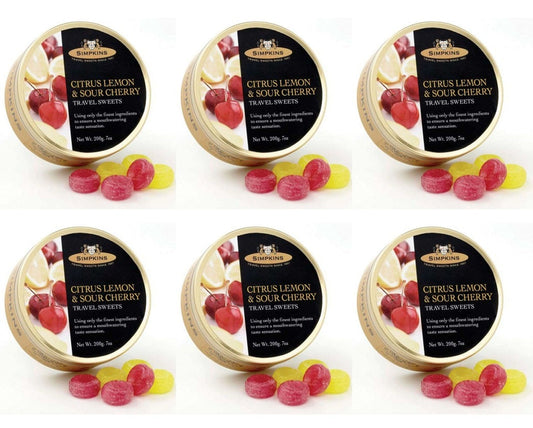 6 x Simpkins Citrus Lemon & Sour Cherry Drops - 200g
