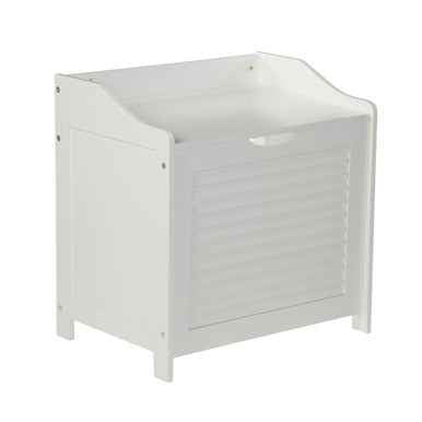 Shutter White Wood Laundry Storage Cabinet