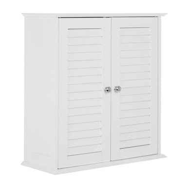 Shutter White Wood 2 Door Wall Cabinet