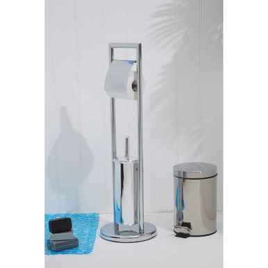 Linnea Chrome Bathroom Set Toilet Brush And Roll Large Holder