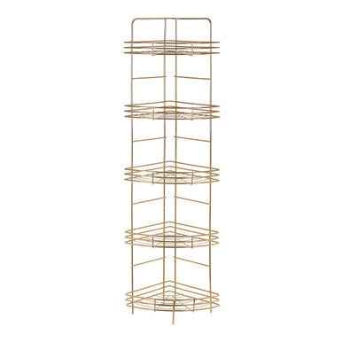 Dara 5 Tier Gold Finish Corner Storage Rack