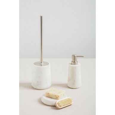 Abaska Off White Marble And Stainless Steel Toilet Brush