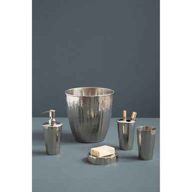 Hammered Bathroom Nickel Finish Waste Bin