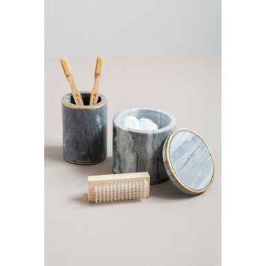 Grey Marble Brass Storage Pot