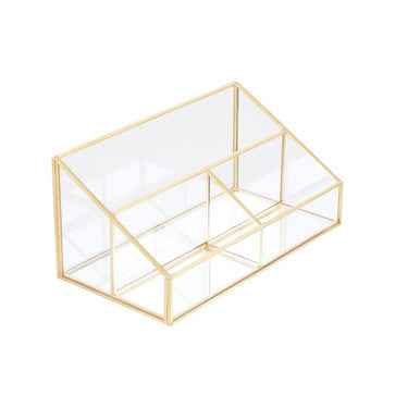 Beauty Glass Makeup Organiser With 3 Compartments