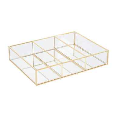 Beauty 3 Compartments Clear Glass Makeup Organiser