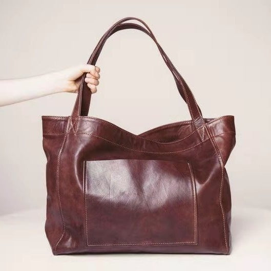 Vintage Large Capacity Handbags PU Soft Leather Big Bag Designer Luxury Women Shoulder Bag Beach On Vacation Woman Tote Bag