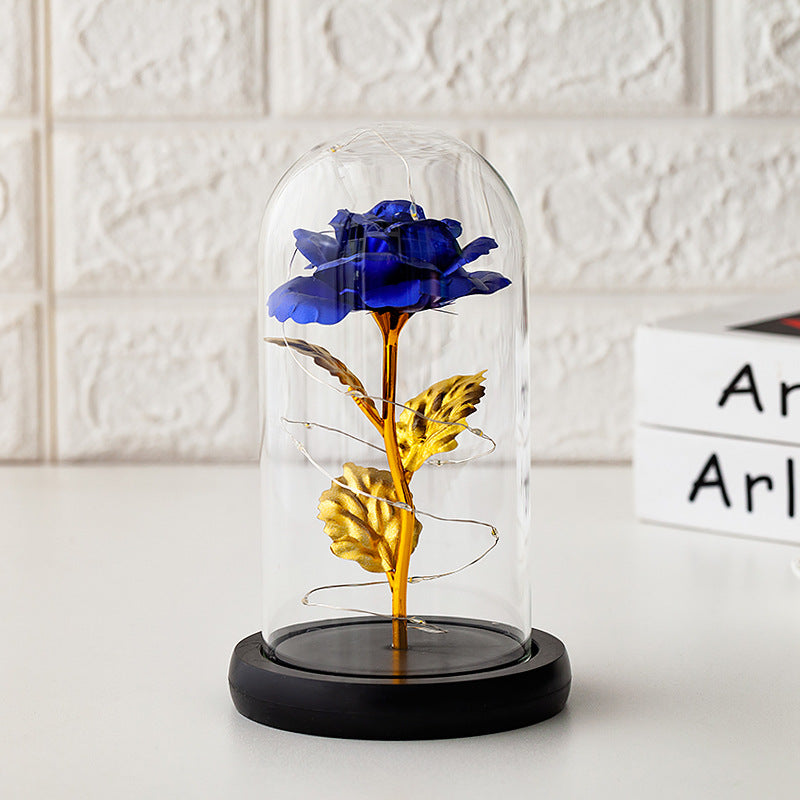 Immortal flower glass cover rose glass cover Valentine's Day gift Christmas gift gold foil flower creative ornament