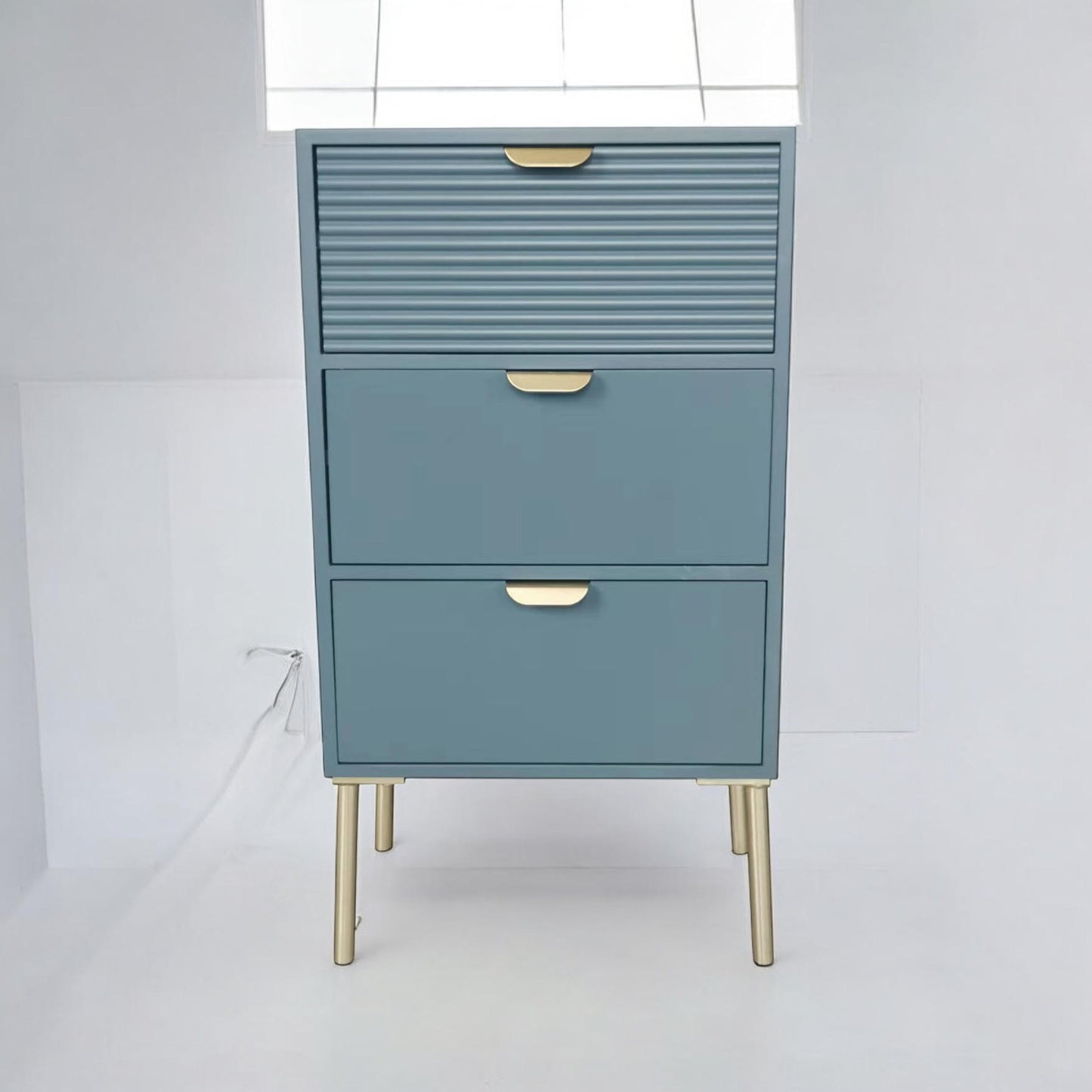 75CM BLUE WOODEN 3 DRAWER CHEST OF DRAWER