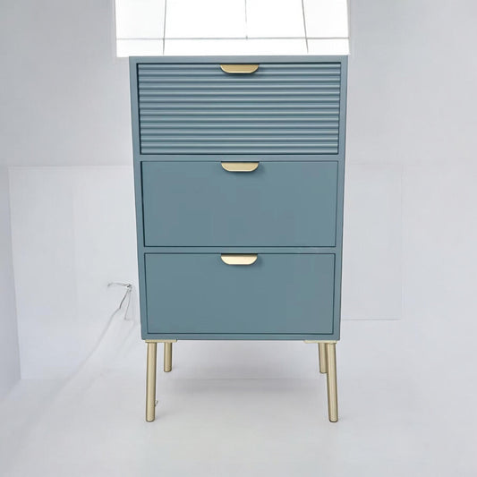 75CM BLUE WOODEN 3 DRAWER CHEST OF DRAWER