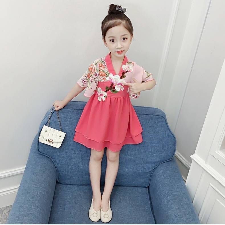 summer new girls" dress hanfu chinese style summer dress cheongsam children"s princess skirt