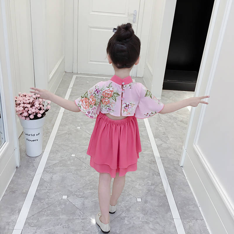 summer new girls" dress hanfu chinese style summer dress cheongsam children"s princess skirt