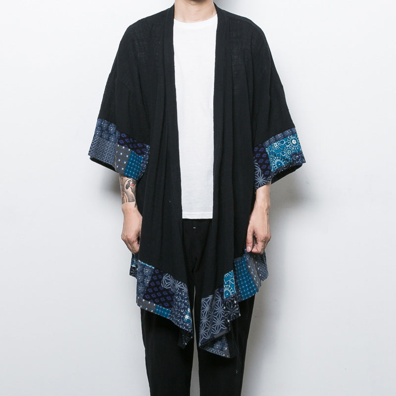 Men's Loose Mid-length Linen Trench Coat