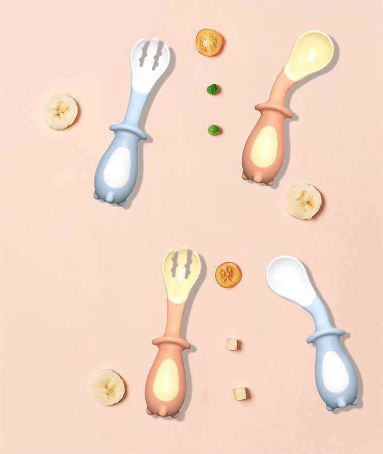 Penna Baby Training Fork & Spoon Set - Easy Learn-to-Eat Tableware
