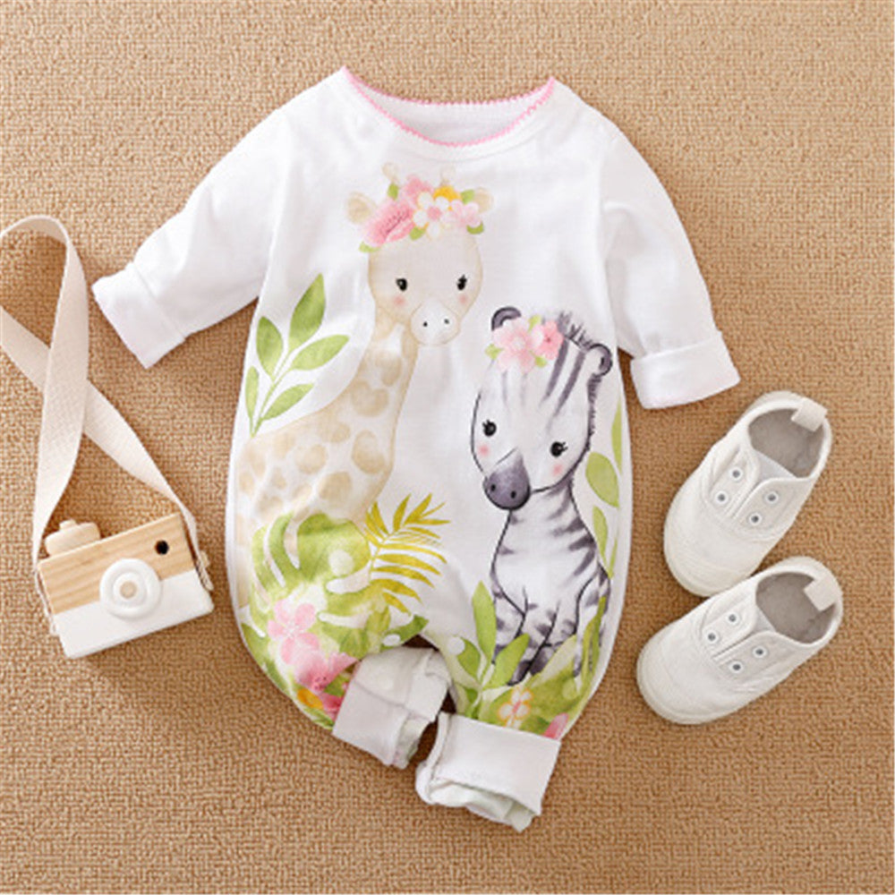 Cross-Border European And American Ins Baby Onesies Spring And Autumn Cotton Baby Cartoon Crawling Clothes Newborn Clothes Baby