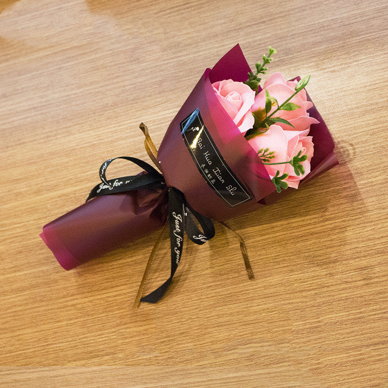 3 Soap Roses Bouquet Simulation Flower Chinese Valentine's Day Gift For Mother