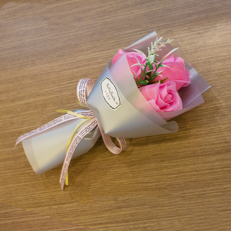 3 Soap Roses Bouquet Simulation Flower Chinese Valentine's Day Gift For Mother