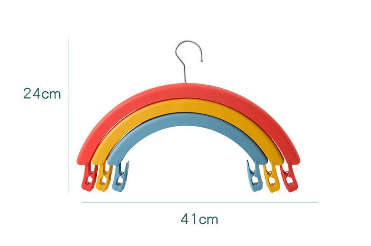 Clothes Rack Creative Rainbow Rotating Racks Multifunctional Three-layer Bed Sheet Drying Rack Clothes Hanger With Pants Clip