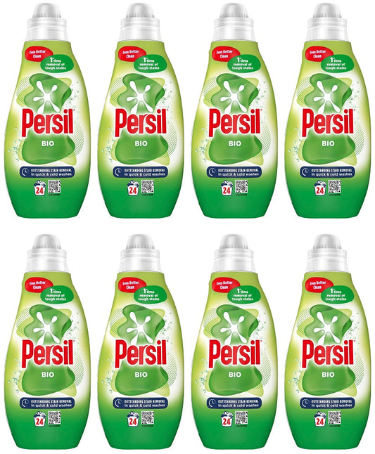 8 x Persil  Laundry Washing Liquid Detergent Bio 648 Ml (24 Washes)