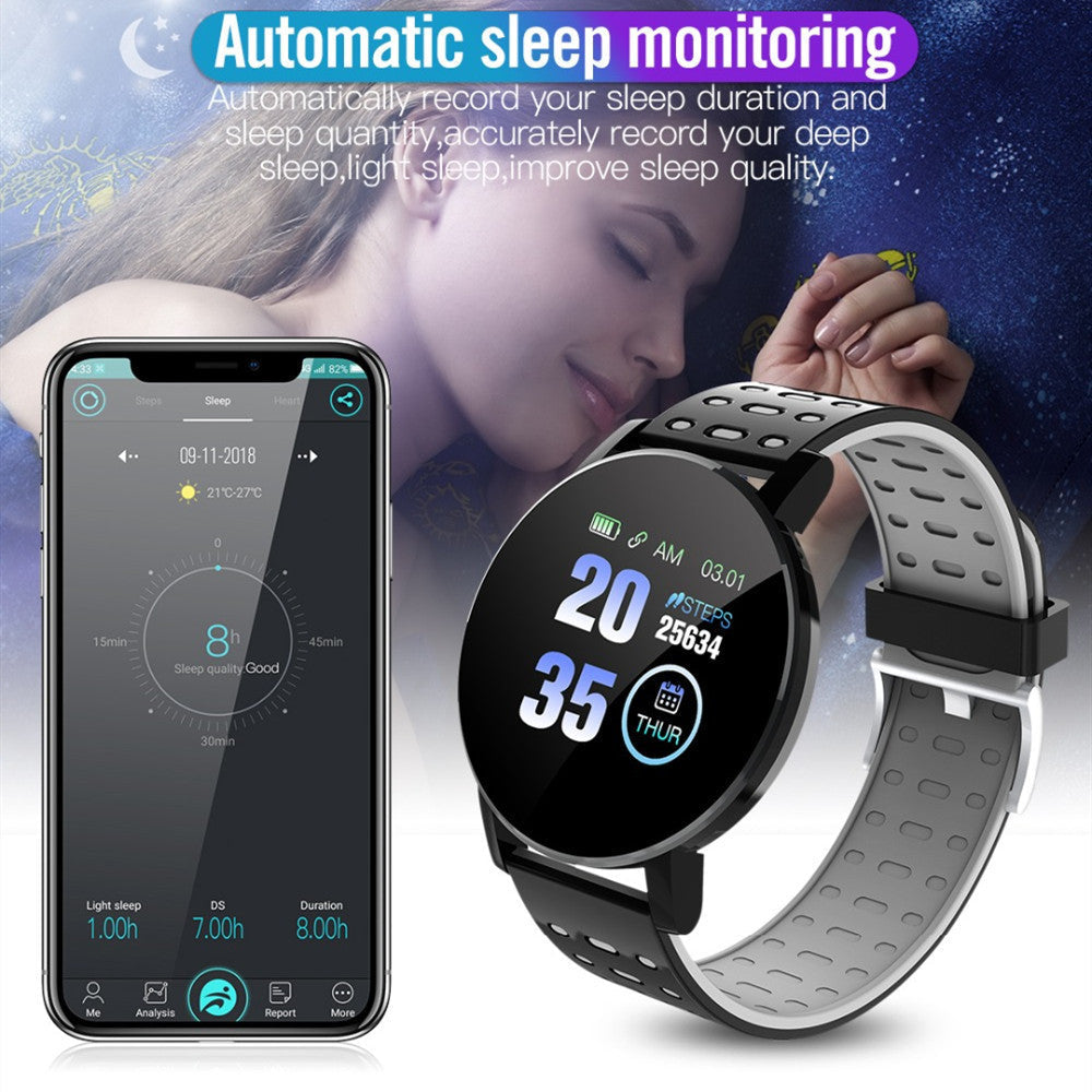 119 Plus Smart Watch - Fitness Tracker with Heart Rate Monitor & 7-Day Battery Life | Bluetooth Smartwatch
