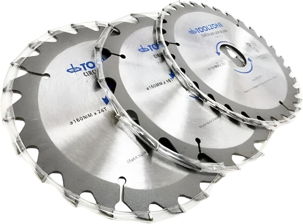 165mm Circular Saw Blade Set 3 Piece TCT Wood Cutting Blades