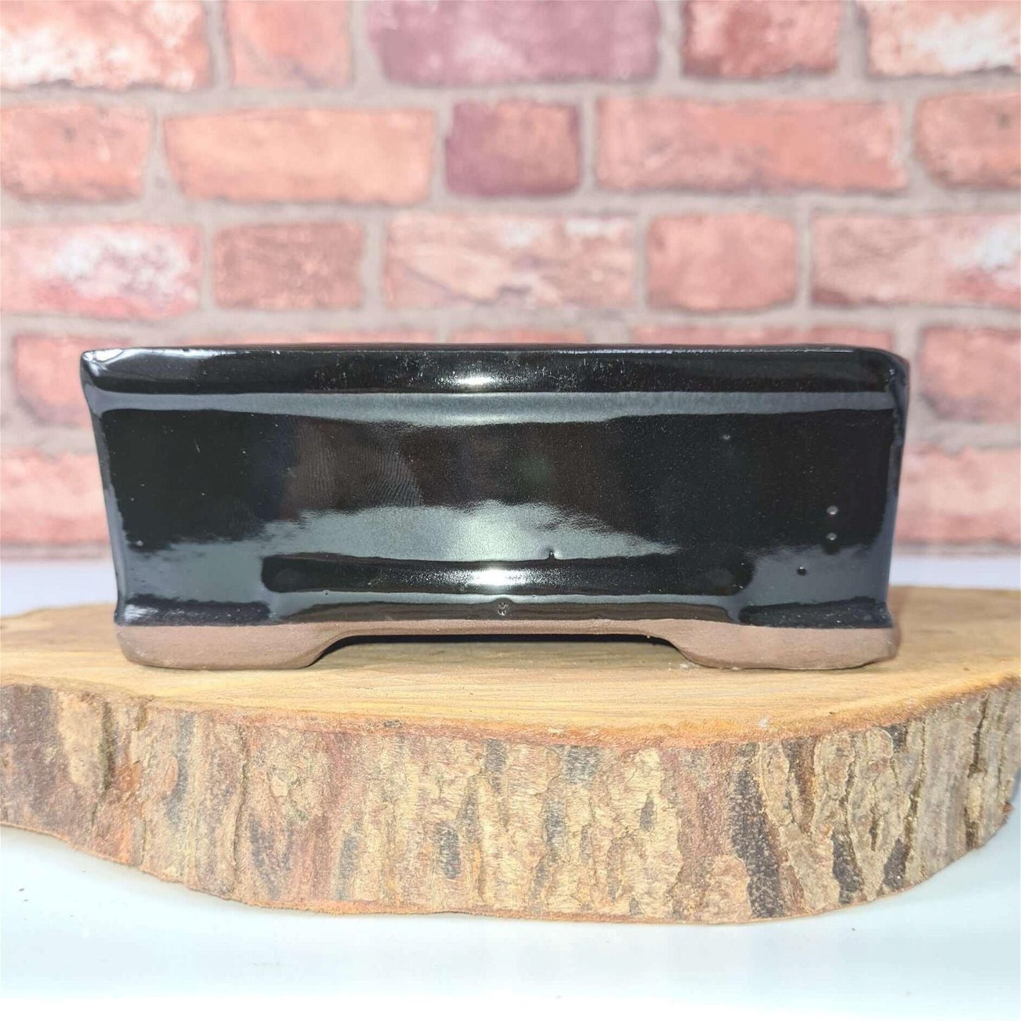 16cm Glazed Bonsai Pot | Rectangle | 16cm x 13cm x 6cm | Black