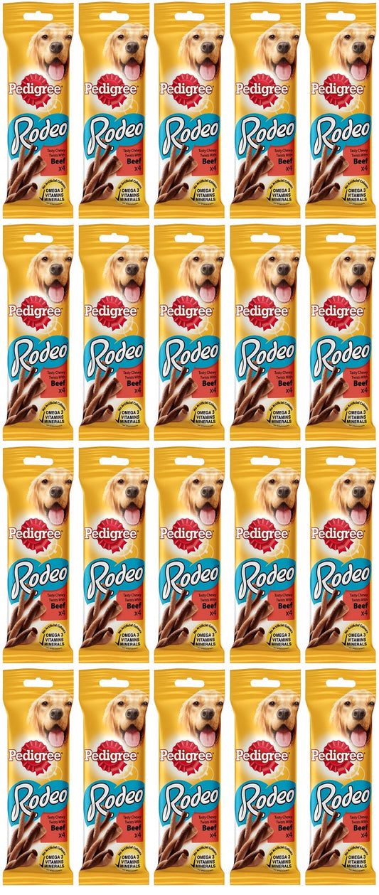 20 x Pedigree Rodeo Tasty Chewy Twists With Beef 4 Treats