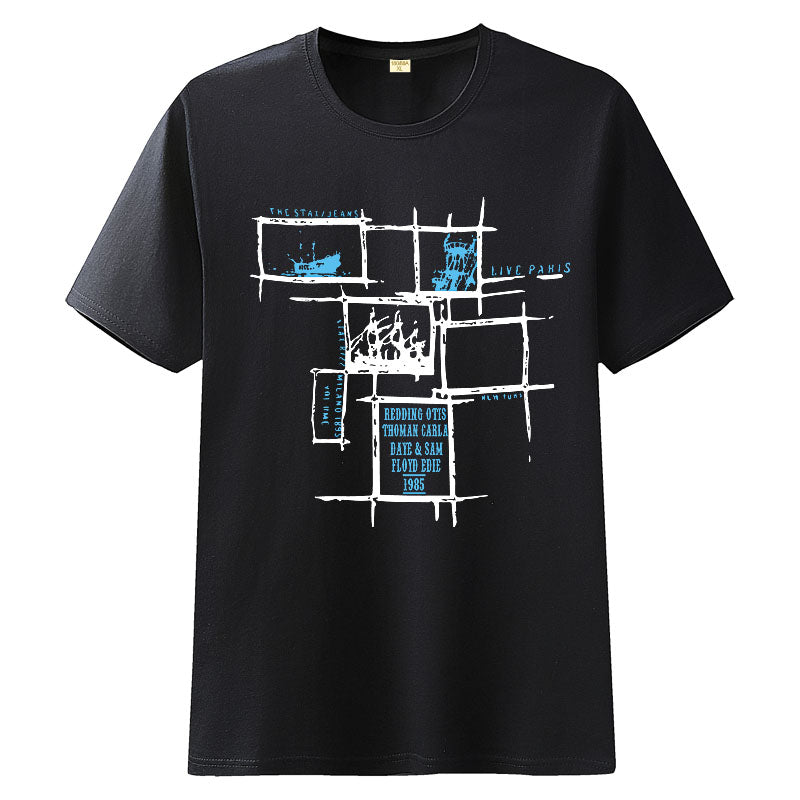 Loose trend half-sleeved white collar round neck T-shirt