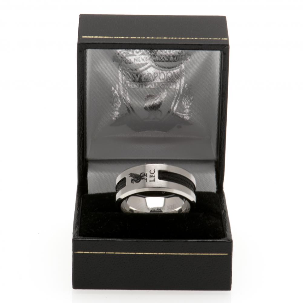 Liverpool FC Large Black Inlay Ring - Stainless Steel