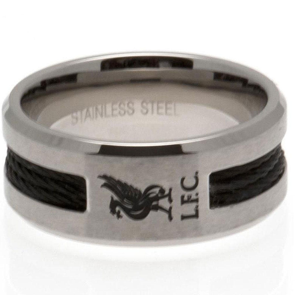 Liverpool FC Large Black Inlay Ring - Stainless Steel