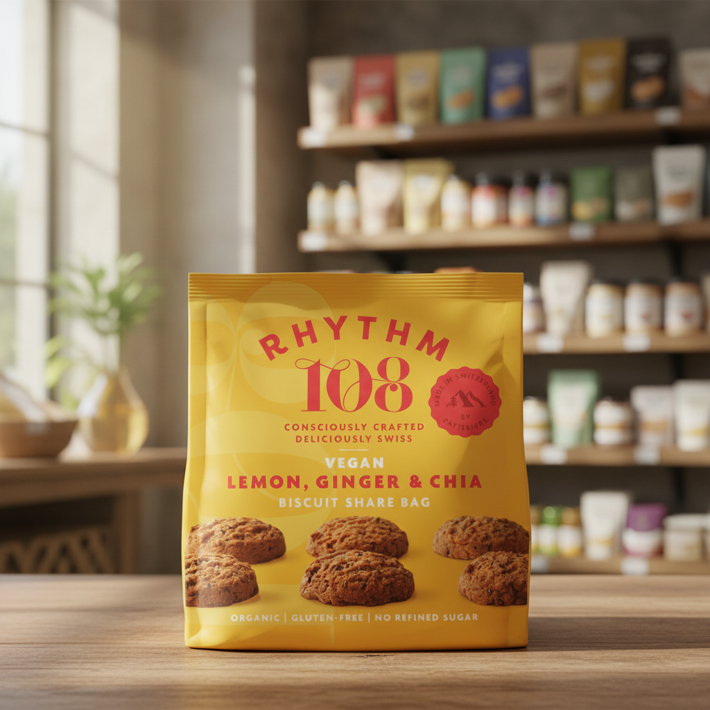 8 x Rhythm 108 Lemon, Ginger & Chia Share Bag - 135g