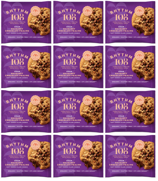 12 x Rhythm 108 Hazelnut Choc Praline Cookie - 50g